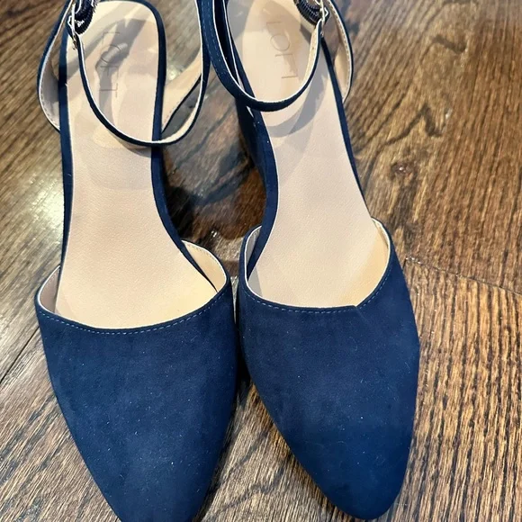 LOFT NWOT Blue Wedge Heels with Ankle Strap - Picture 9 of 9